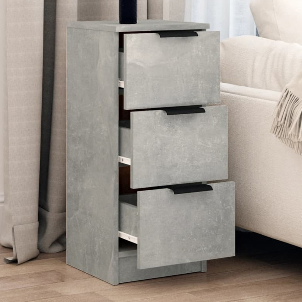 vidaXL 3 Drawer Concrete Grey Wooden Sideboard Image 1