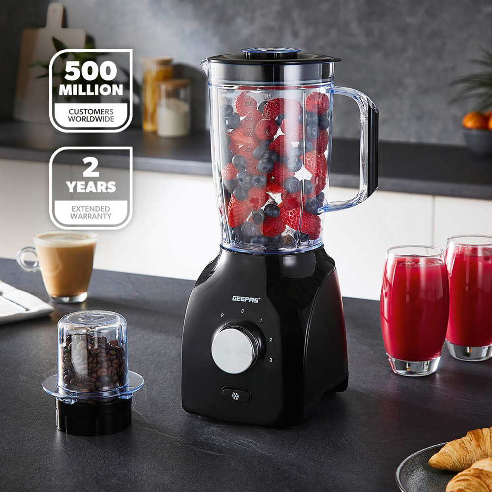 Geepas GSB44109UK-BK Black 1.8L 2-in-1 Food Jug Blender and Coffee Spice Grinder 600W Image 2