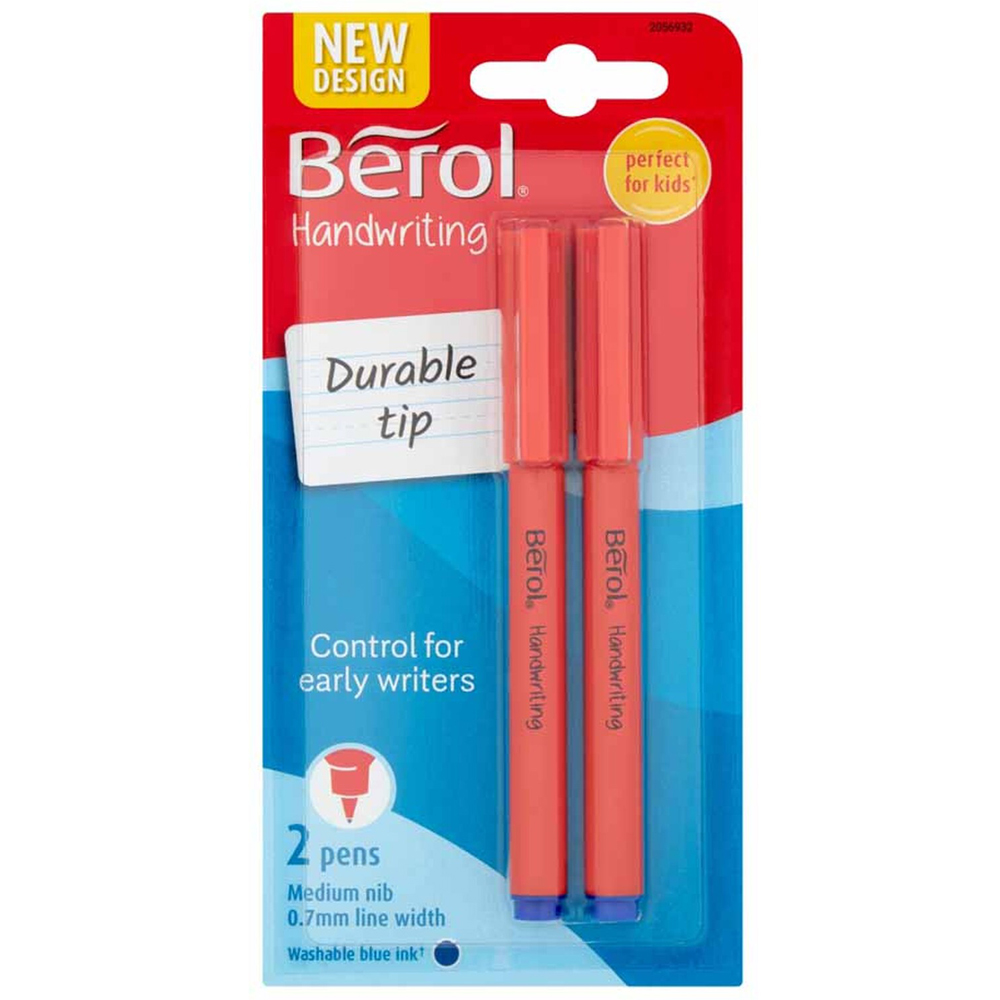 Berol Blue Medium Nib Handwriting Pen 2 Pack Image