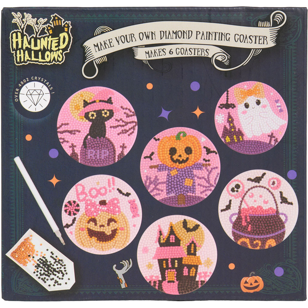 Pack of 6 Spooky Cute Diamond Art Coasters Image 2