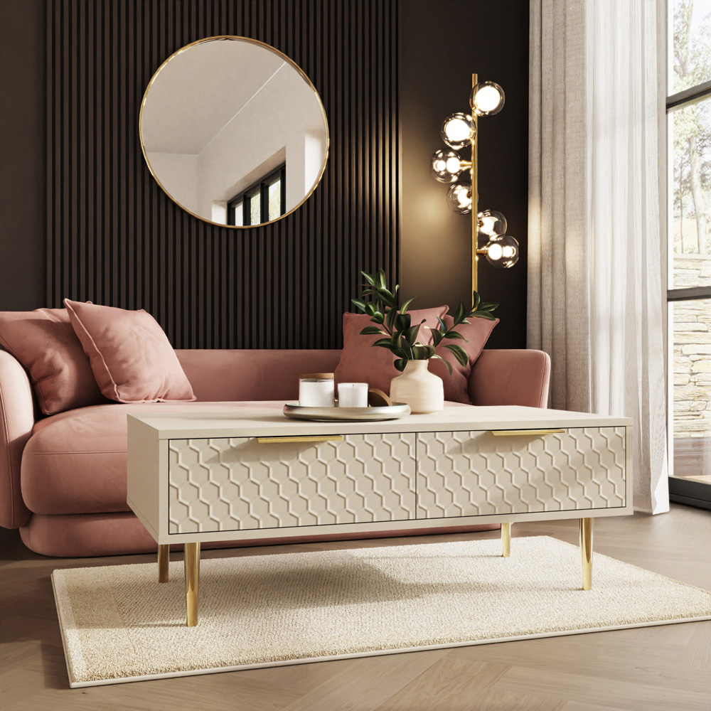 GFW Azariah 2 Drawer Ivory Coffee Table Image 8