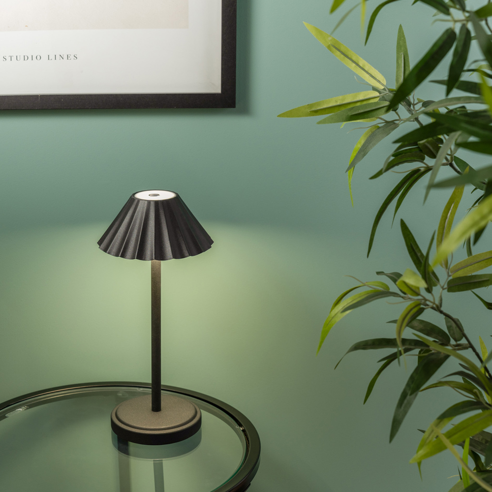 ValueLights Avery Black Rechargeable LED Portable Table Lamp Image 2