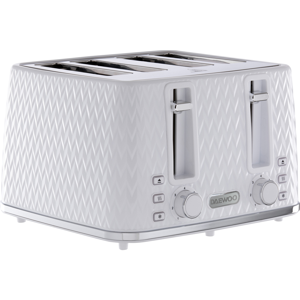 Daewoo Argyle White 4 Slice Patterned Toaster Image 1