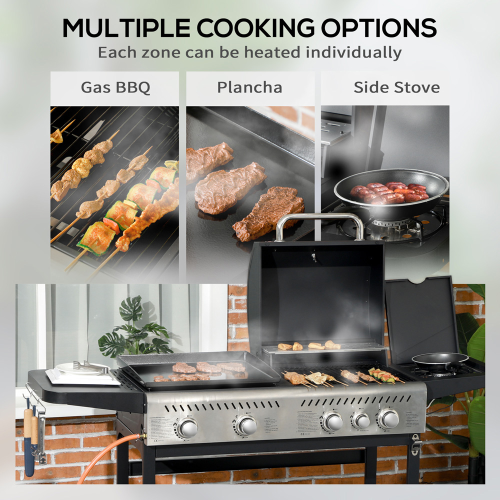 Outsunny Black Gas Plancha BBQ Grill Image 4