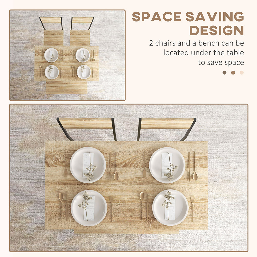 HOMCOM 4 Seater Dining Bench Set Natural Image 5