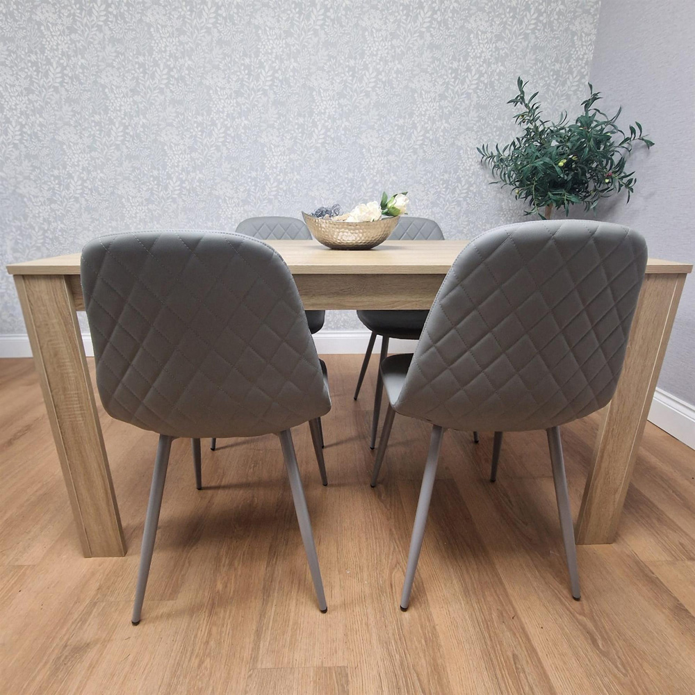 Kosy Koala 4 Seater Faux Leather Gem Pattern Dining Set Light Oak and Grey Image 4