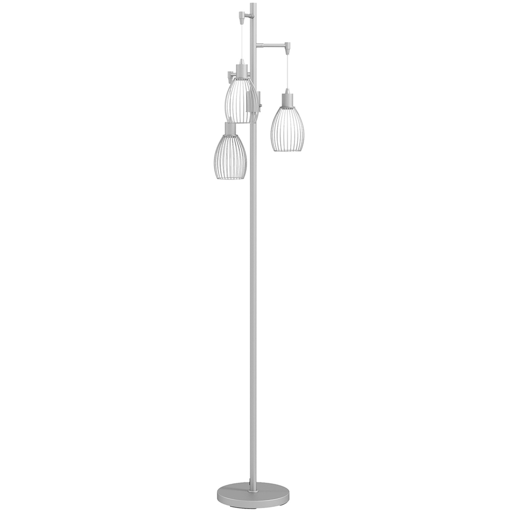 Portland Industrial Silver Tone 3 Light Dimmable Floor Lamp Image 1