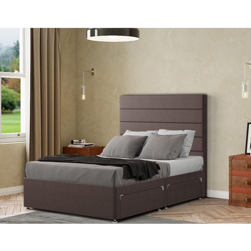 Portland George Small Double Slate Malham Weave Divan Bed with 2 Drawer and Headboard Image 3