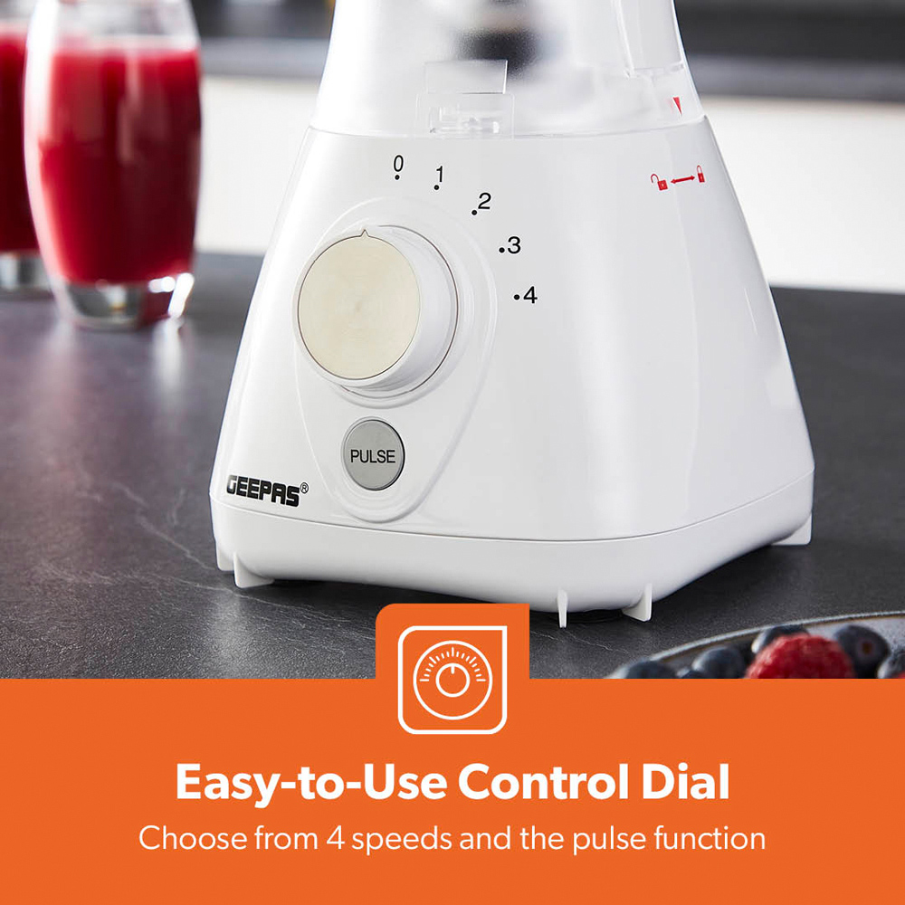 Geepas GSB44092UK-WT White 1.5L 2-in-1 Food Jug and Smoothie Blender 550W Image 3
