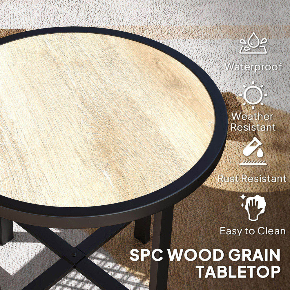 Outsunny Natural Wood Finish SPC Tabletop Round Garden Coffee Table Image 8