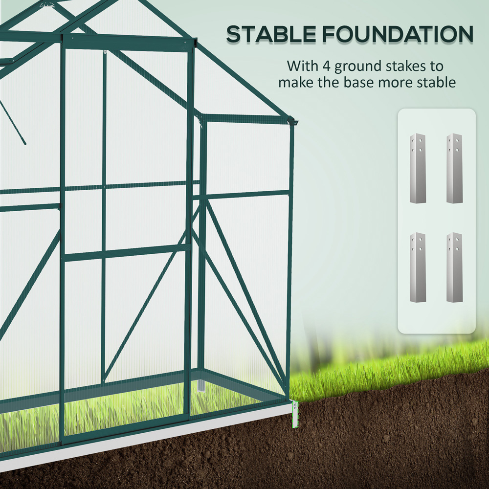 Outsunny 6 x 2.5ft Green Aluminium Polycarbonate Greenhouse Image 4