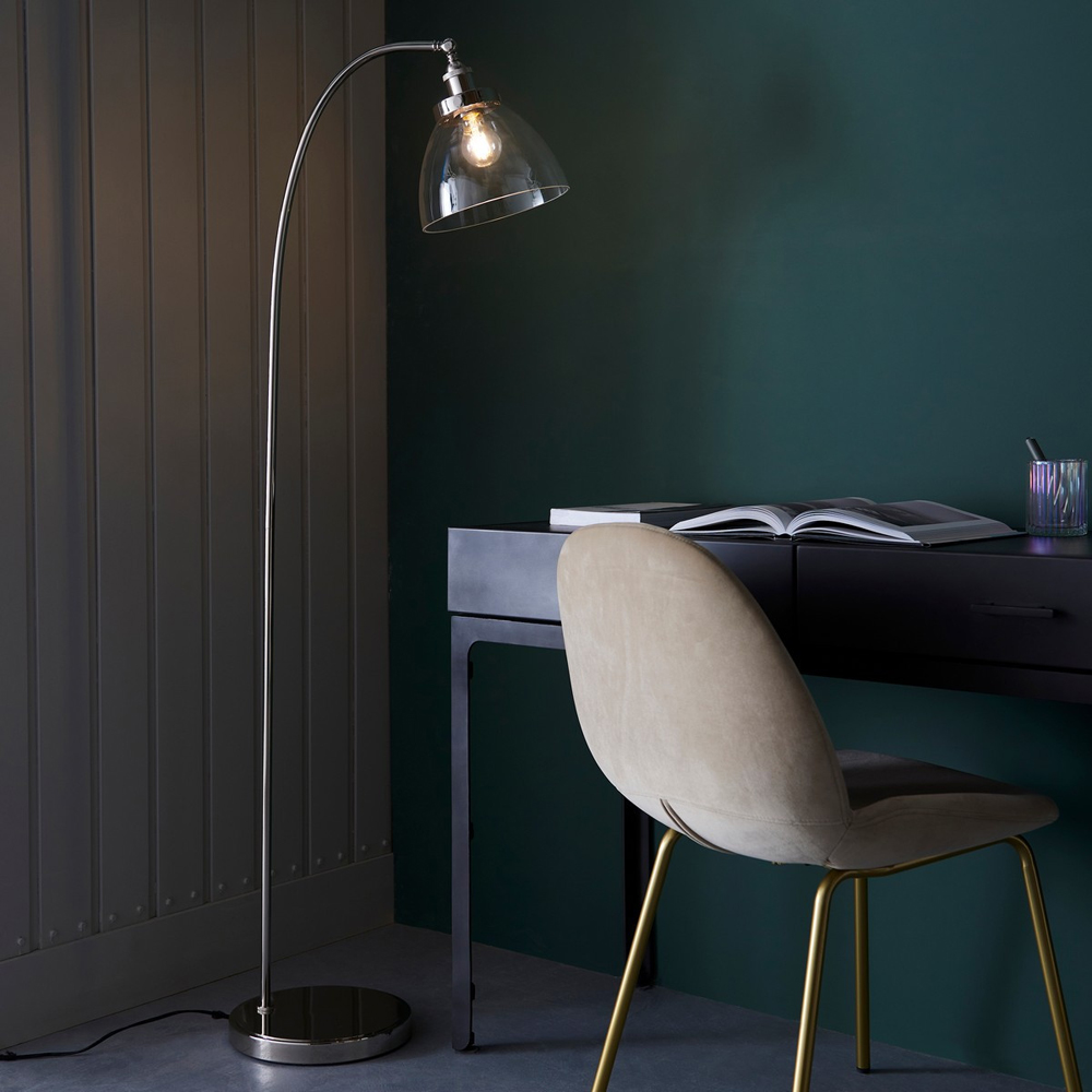 Merano Parma Bright Nickel Clear Glass Floor Lamp Image 2