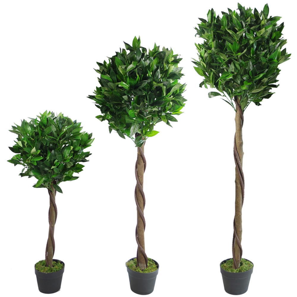 Leaf Bay Laurel Ball Artificial Tree with Twisted Natural Trunk 120cm Image 3