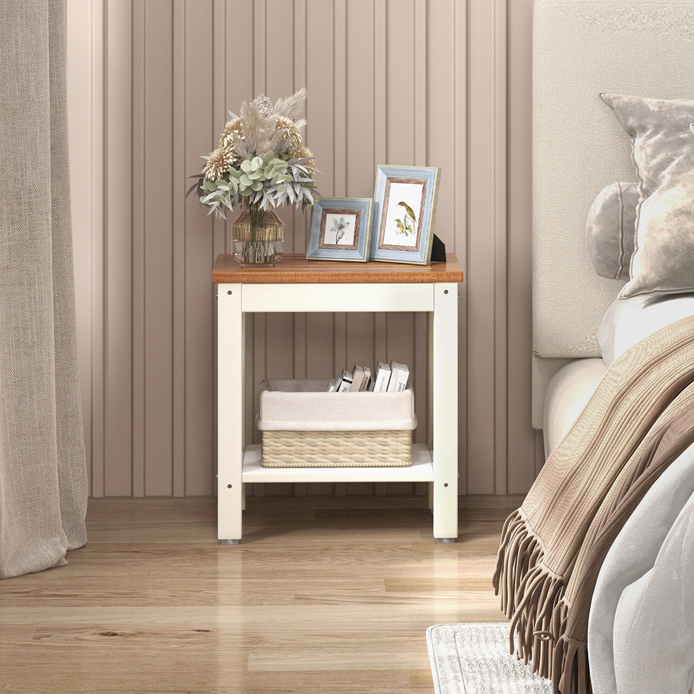 Costway Single Shelf Brown Waterproof Shower Bench Image 4