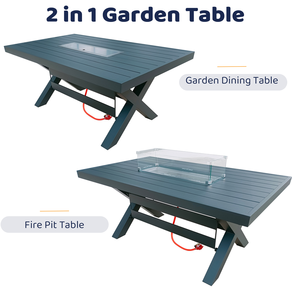 Furniture One 6 Seater Grey Aluminium Firepit Garden Dining Set Image 6