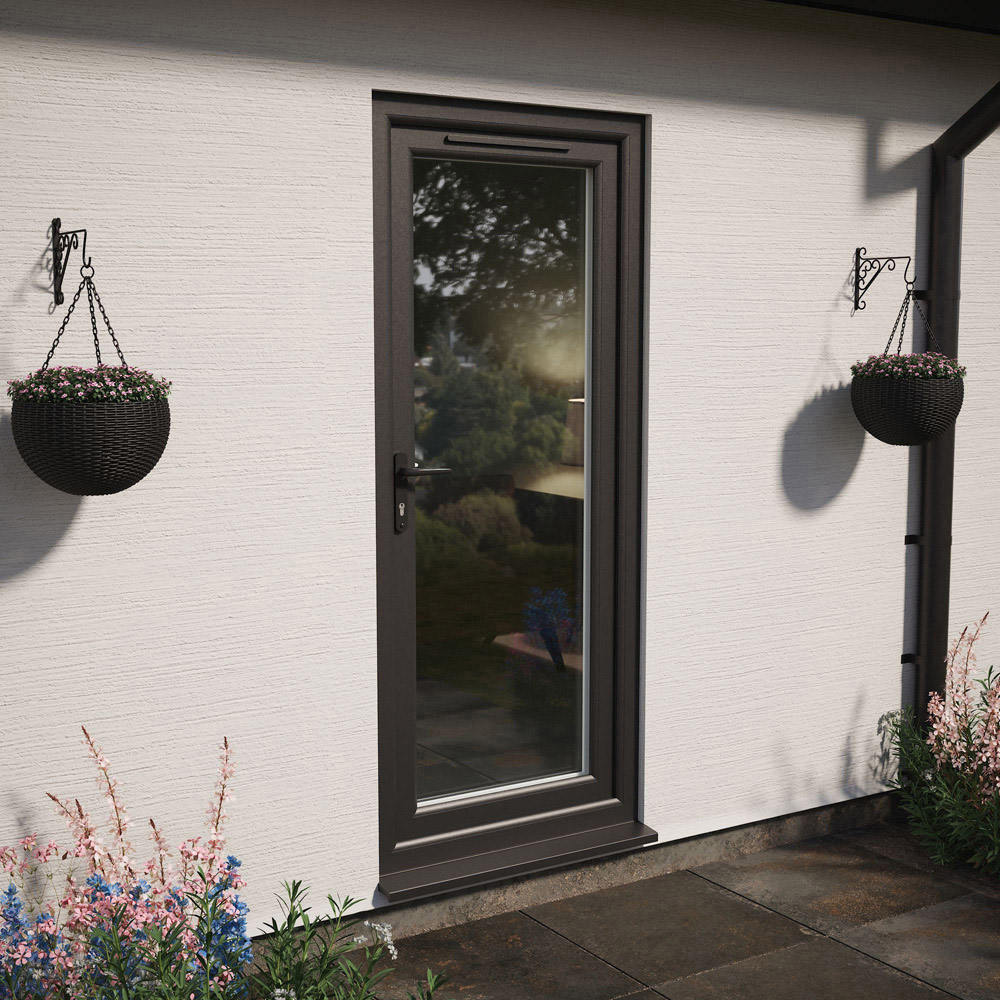 Crystal Black and White Full Glass RH Open Clear Triple Glazed Door 920 x 2090mm Image 2