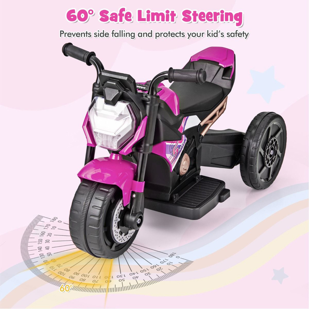 Costway Kids Ride On Motorcycle Pink 6V Image 3