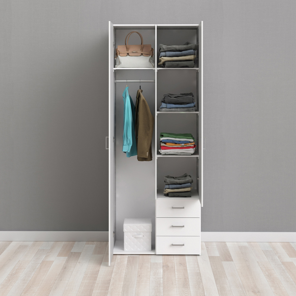 Florence 3 Drawer 2 Door White Space Wardrobe Image 7
