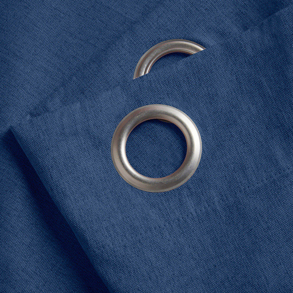 Alan Symonds Blue Linen Look Blackout Ring Top Eyelet Curtains 110 x 229cm Image 4