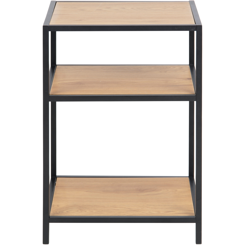 Florence Seaford 2 Shelf Oak and Black Metal Bedside Table Image 3