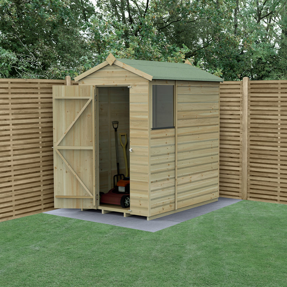 Forest Garden Beckwood 4 x 6ft Single Door Single Window Shiplap Apex Shed Image 2