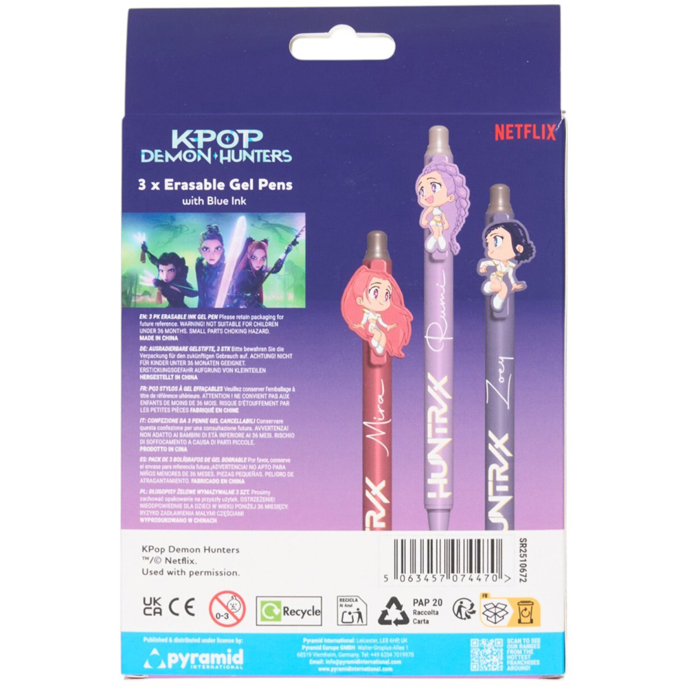Pack of 3 K-Pop Demonhunters Erasable Gel Pens Image 4