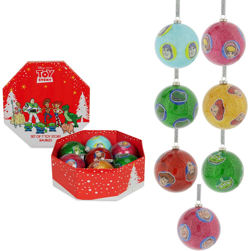 Disney Toy Story Multicolour Baubles 7 Pack Image 1