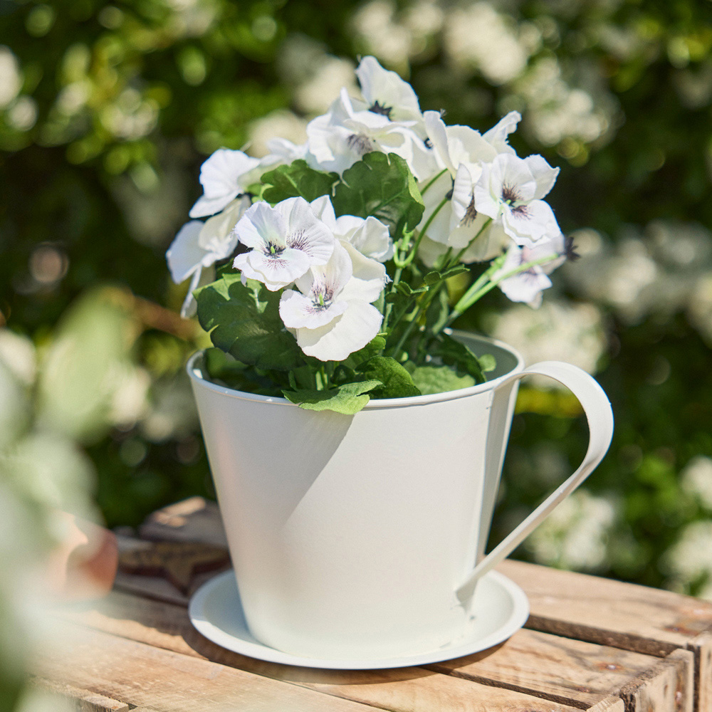 Dibor Cream Vintage Tea Cup Planter 15cm Image 2