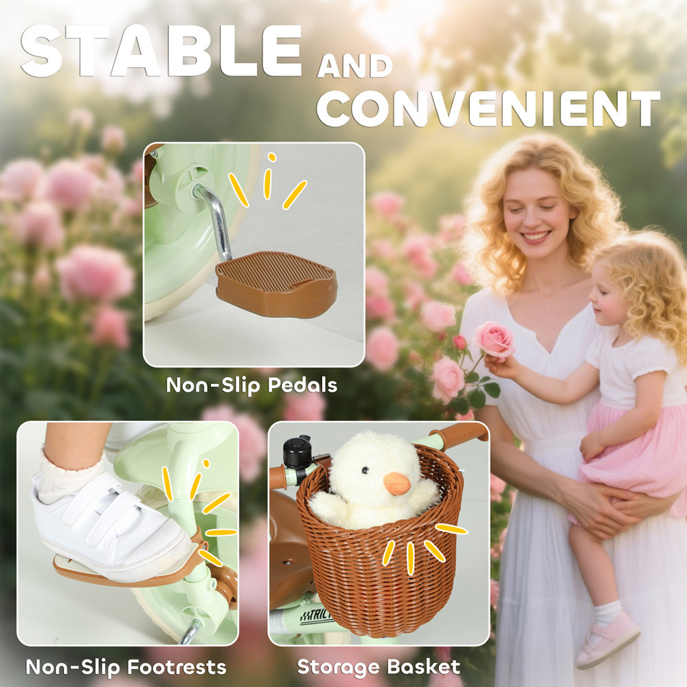 Tommy Toys Toddler Green Trike with Adjustable Handle and Basket Image 6