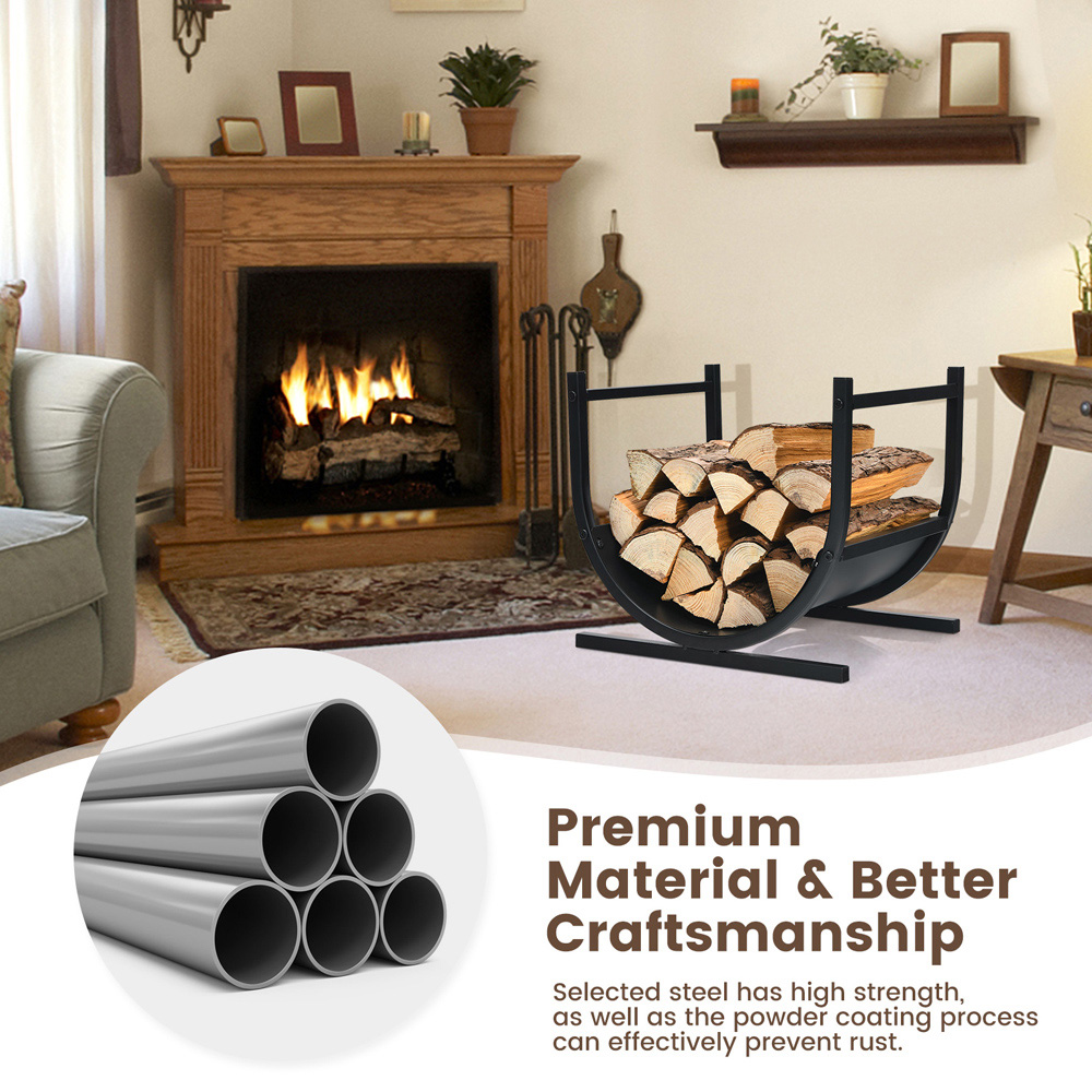 Costway U-Shaped Patio Firewood Rack with Handles Image 5