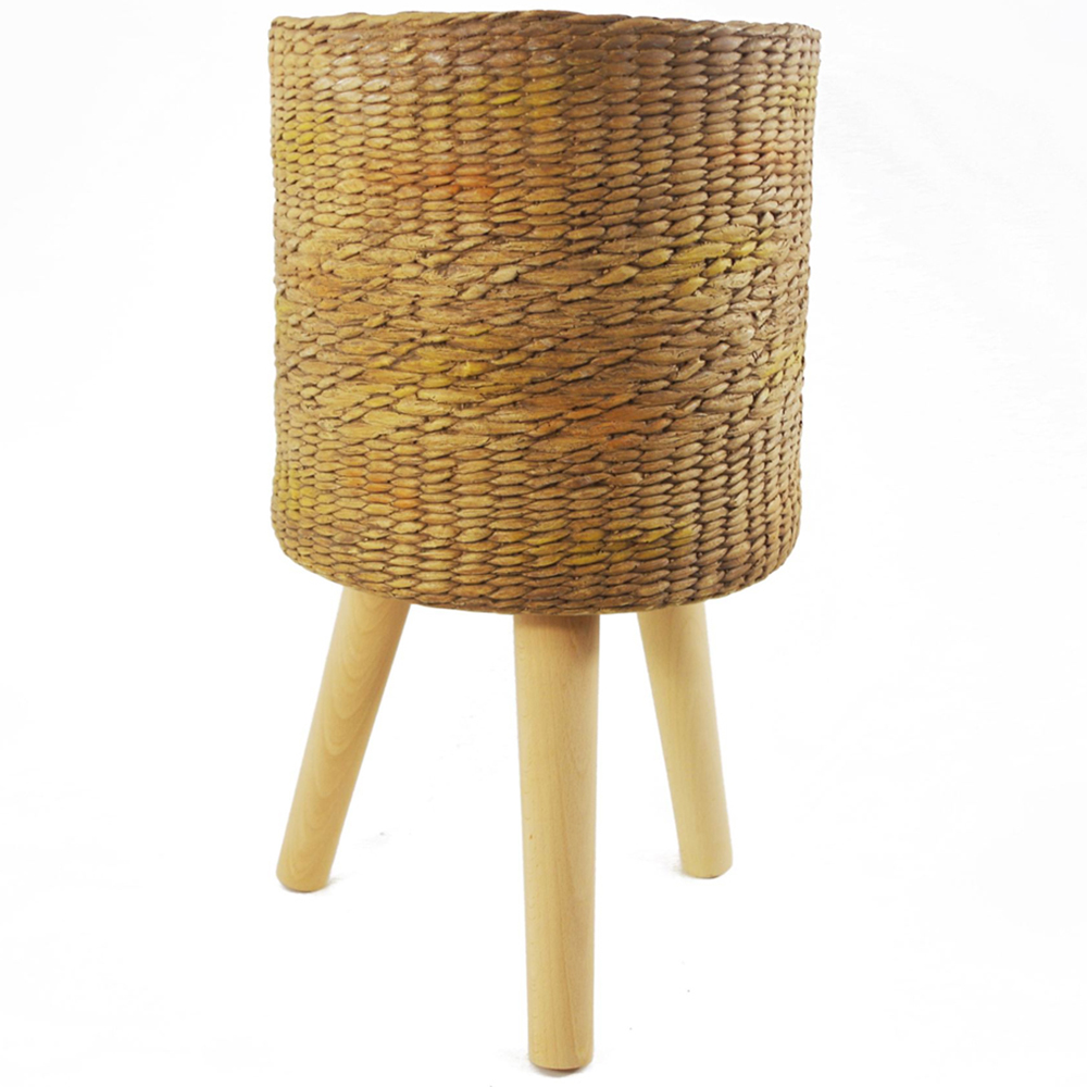 Leaf Rattan Effect Composite Planter with Stand Image 1