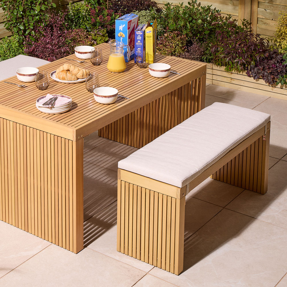 Rowlinson Kyoto 4 Seater Natural Dining Bench Set with Cushions Image 3