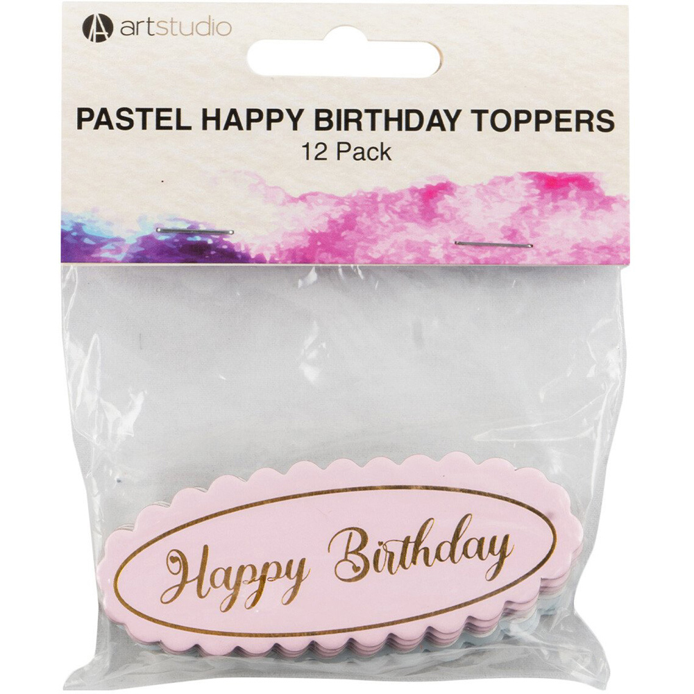 Art Studio Pastel Happy Birthday Toppers Image 4