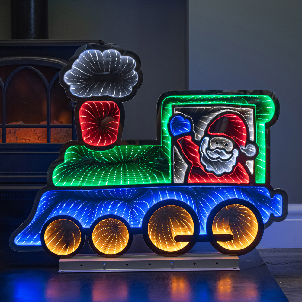 Samuel Alexander Multicolour Infinity LED Light Up Train with Santa Christmas Decoration Image 1
