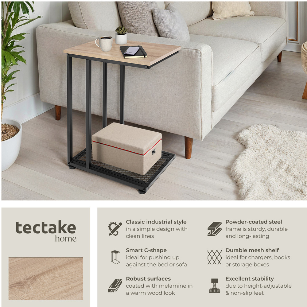 tectake Eton 2 Shelf Light Sonoma Oak Bedside Table Image 3