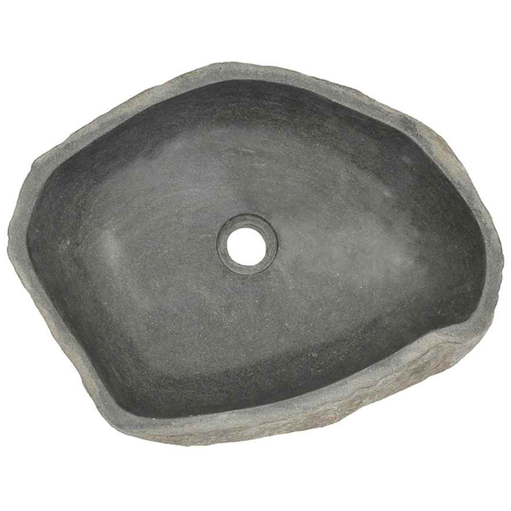 vidaXL Anthracite River Stone Oval Wash Basin 450-530 x 340-410mm Image 1