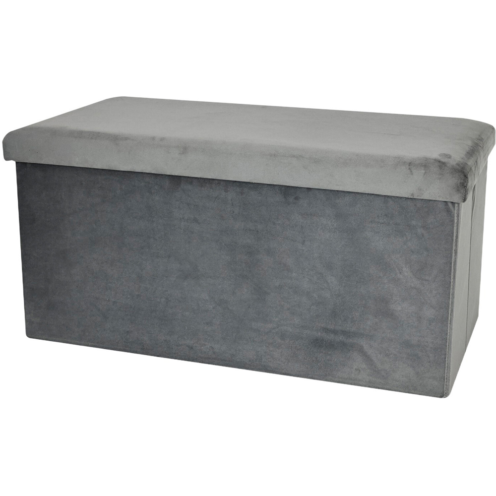 Brushed Velvet Storage Trunk Grey Image 2