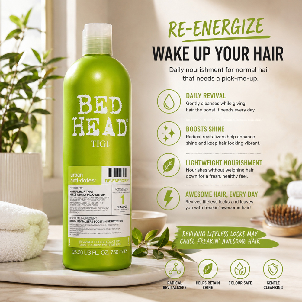 TIGI Bed Head Urban Antidotes Re-Energise Normal Hair Daily Shampoo 750ml Image 7