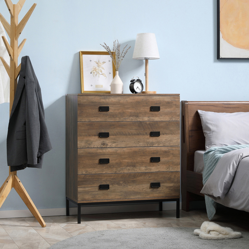 Portland 4 Drawer Brown Chest of Drawers Image 7