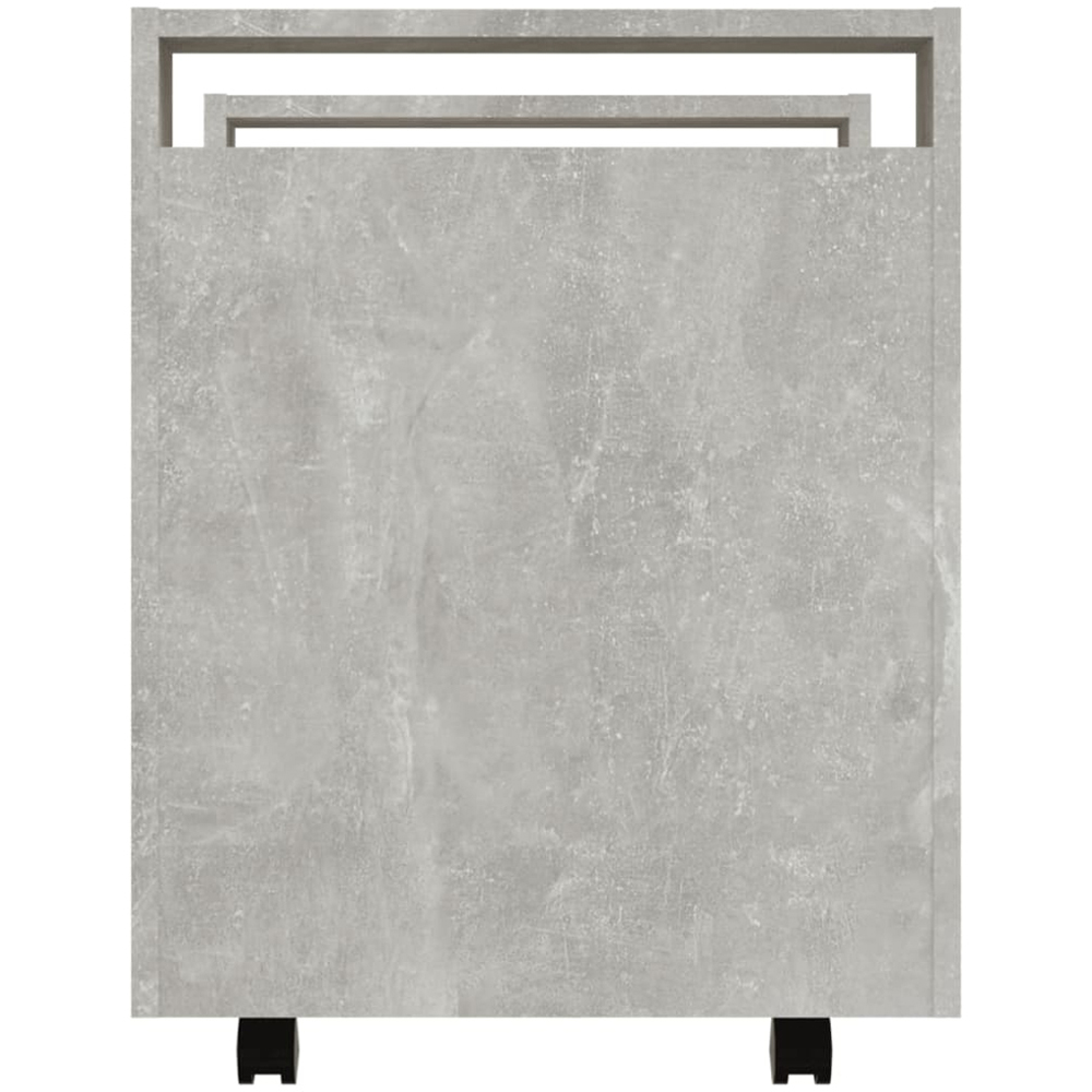 vidaXL Single Door Single Shelf Concrete Grey Wooden Desk Trolley Image 7