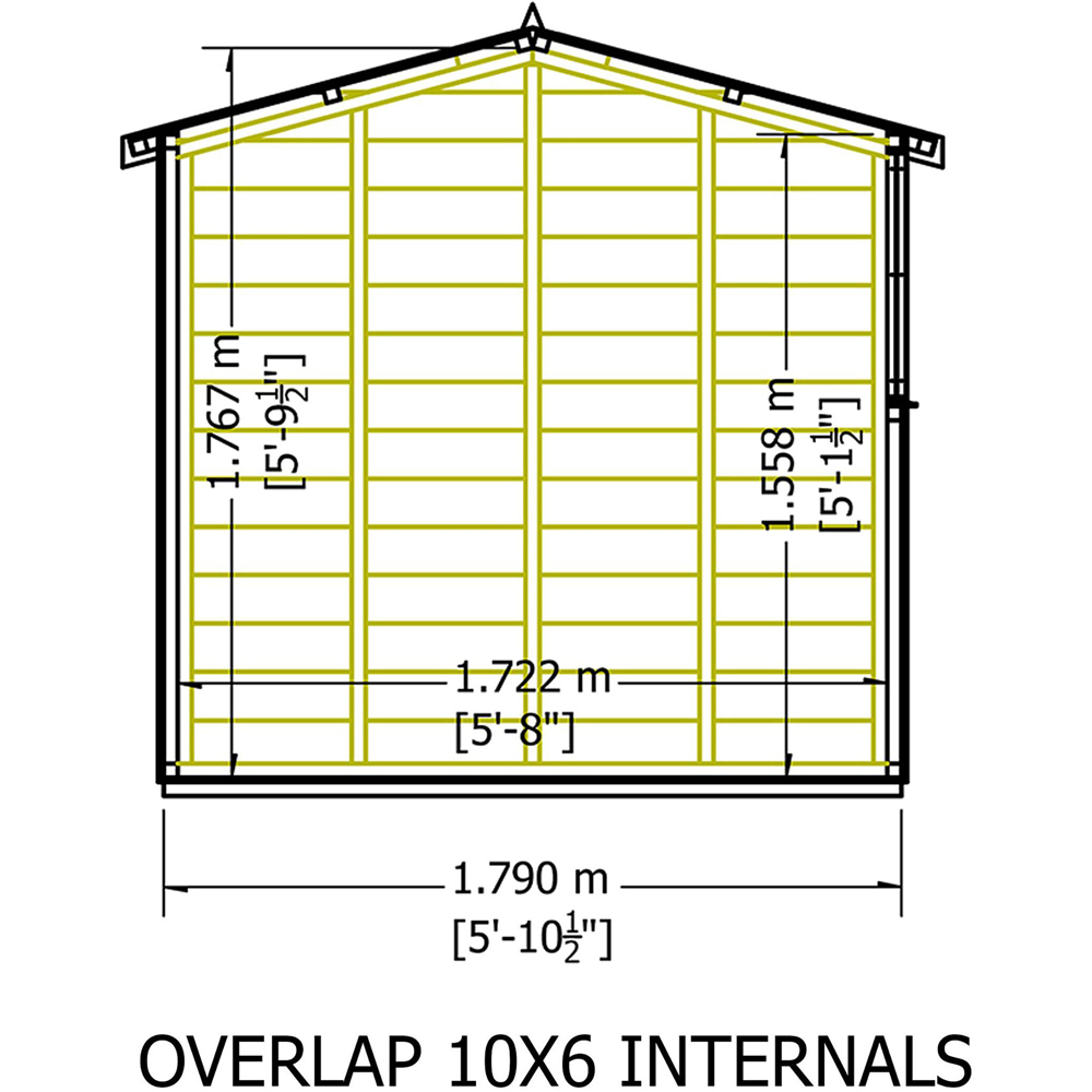 Shire 10 x 6ft Double Door Dip Treated Overlap Apex Shed Image 8