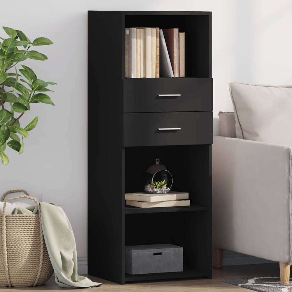 vidaXL 2 Drawer 3 Shelf Black Highboard Image 1