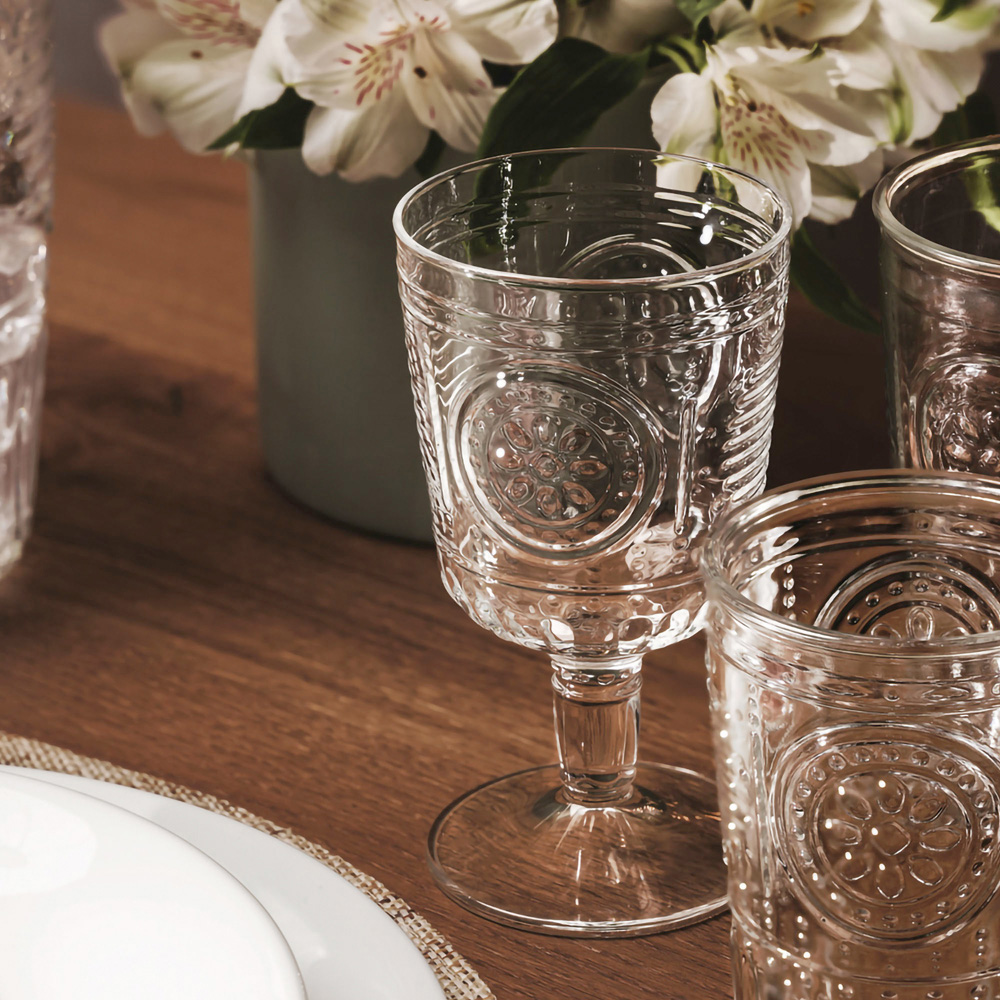 Bormioli Rocco Floral Motif Etched Clear Romantic Wine Glass 320ml 12 Pack Image 2