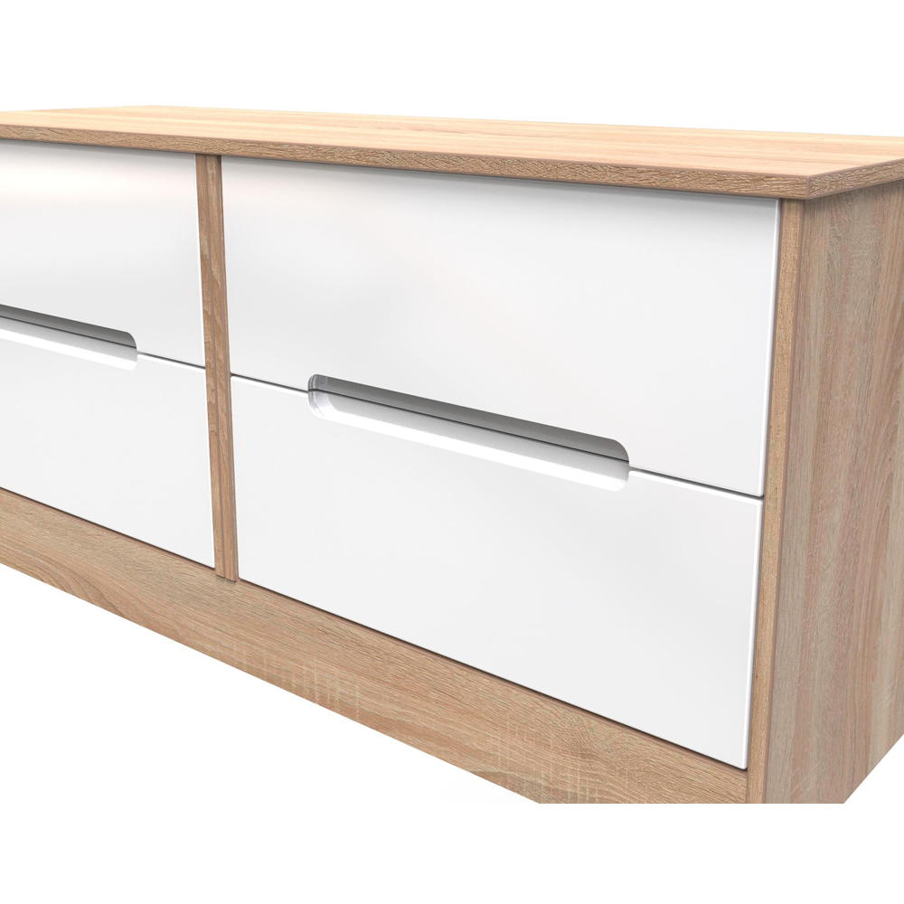 Crowndale Monaco 4 Drawer White Gloss and Bardolino Oak Bed Box Ready Assembled Image 5