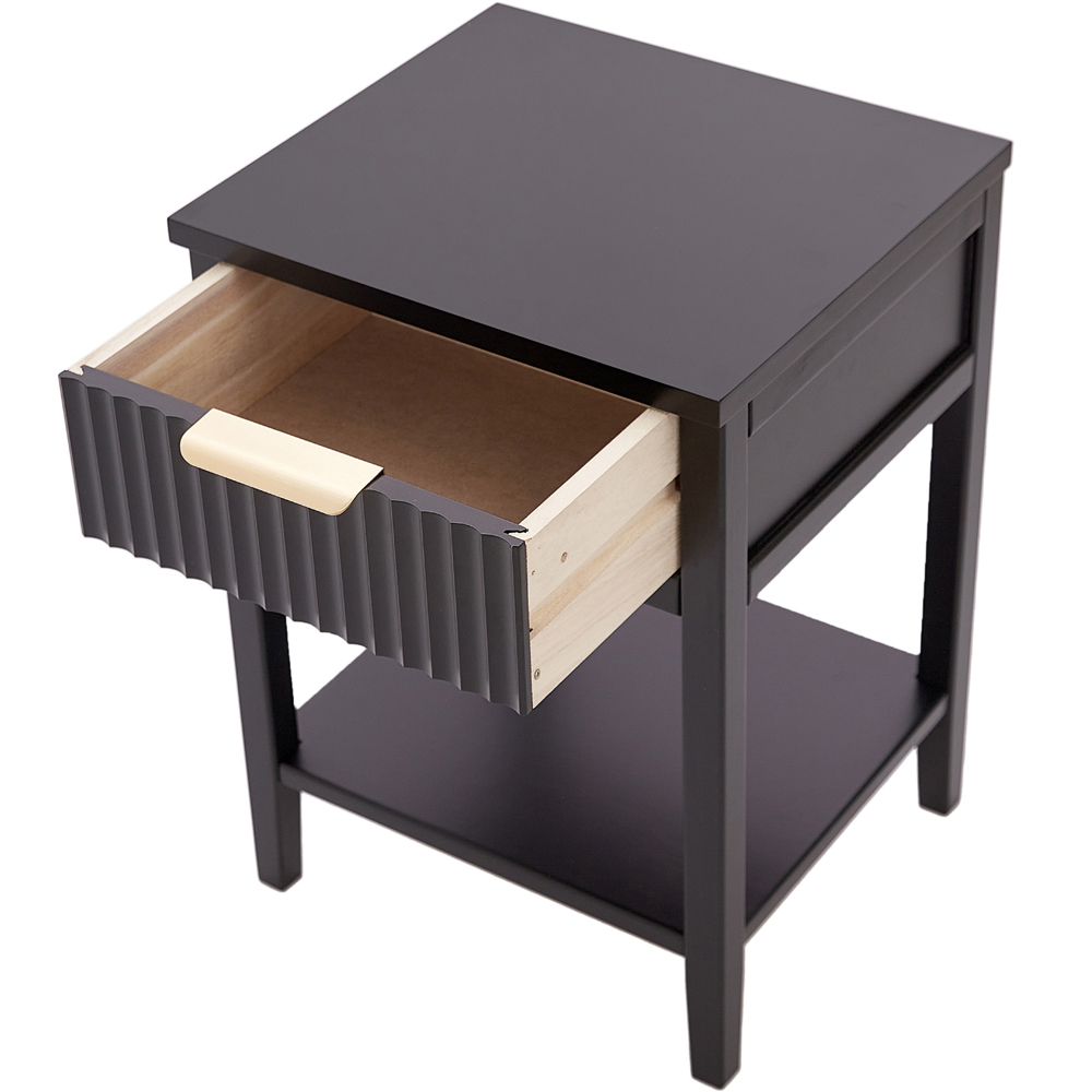 Monti Single Drawer Black Bedside Table Image 5
