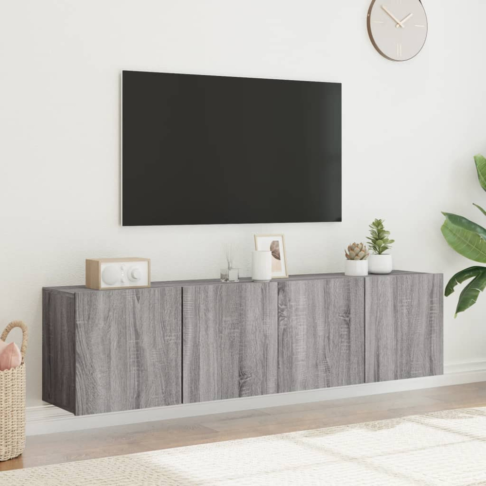 vidaXL 2 Door Grey Sonoma Wall Mounted TV Cabinet Set of 2 Image 8