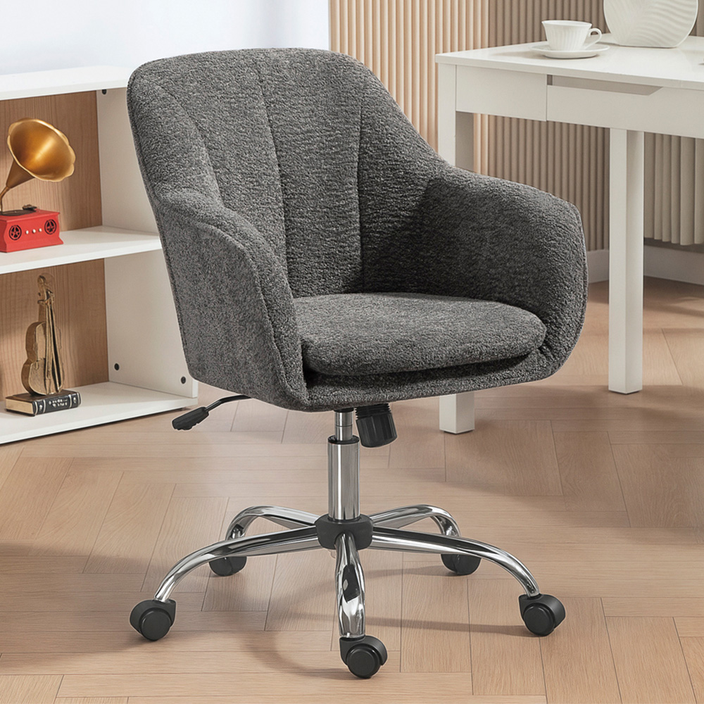 Portland Grey Snow Flannel Height Adjustable Swivel Tub Chair Image 1