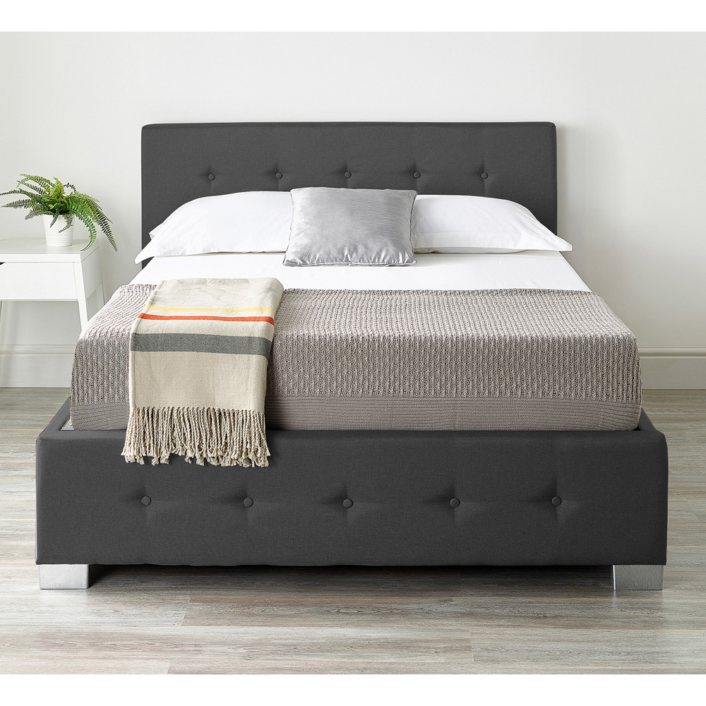 Aspire Super King Black Linen End Lift Ottoman Storage Bed Image 2