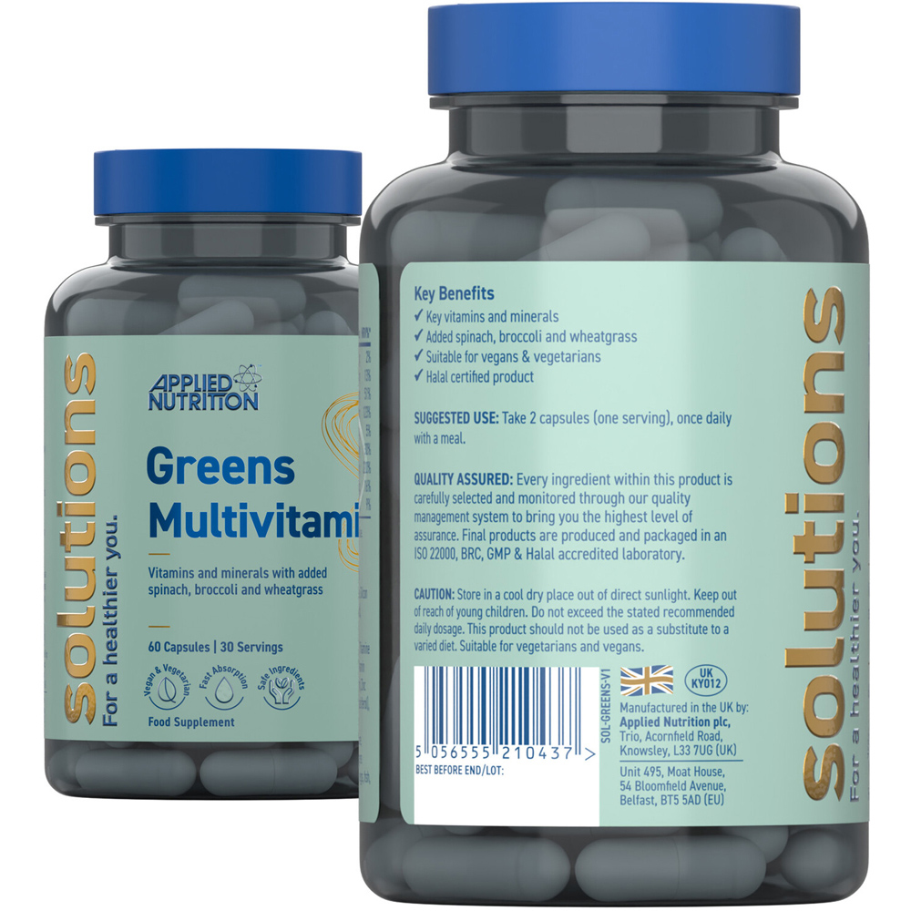 Pack of 60 Applied Nutrition Solutions Greens Multivitamin Capsules Image 2