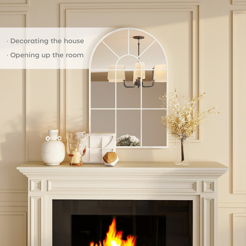 Portland White Arched Window Wall Mirror 91 x 60cm Image 8